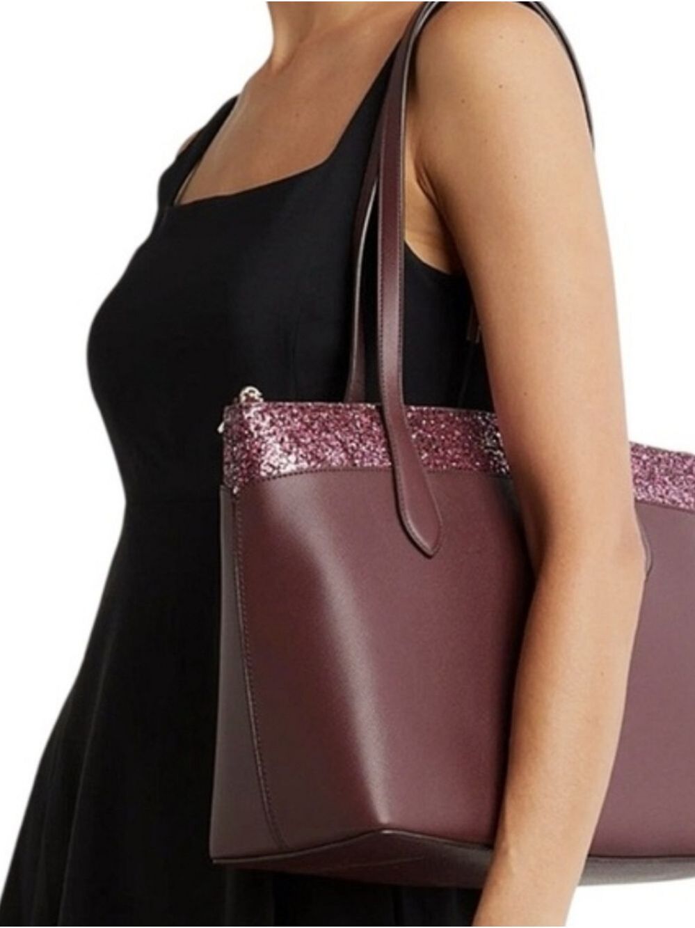Kate Spade NWT Glitter Trim Tote – Burgundy / Wine - Picture 6 of 6
